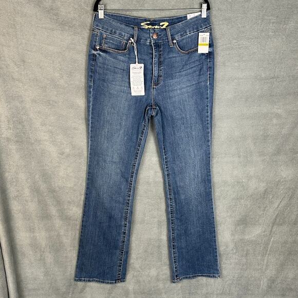 Seven7 Jeans Womens 14 Blue Tummyless High Rise Boot Stretch Pockets Medium Wash - Picture 1 of 14